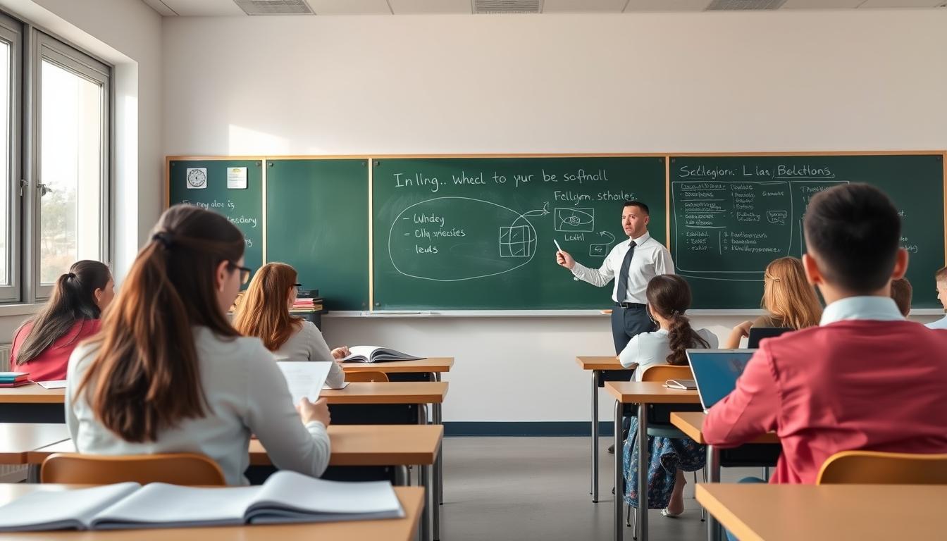 Student using a study guide to organize academic notes